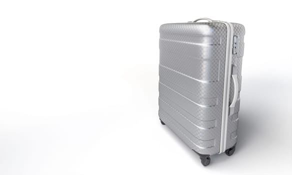 Hard shell suitcase isolated white background 3d, trip or vacation concept