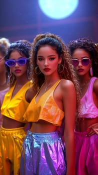 Party women from the 90s , 80s. AI generative.