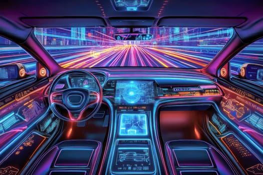 Design of an electric autonomous and modern car. AI generative.