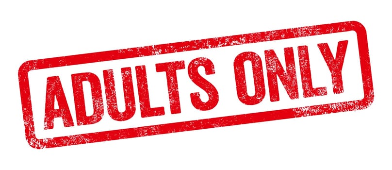 Red stamp on a white background - Adults only