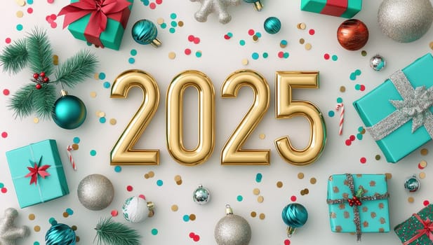 2025 New Year's Eve celebration background with festive decorations
