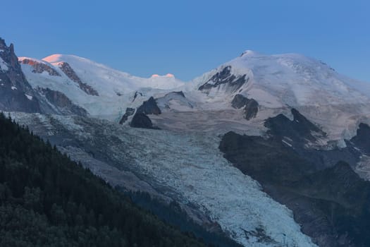 sunrise in Mont Blanc massif in the French Alps