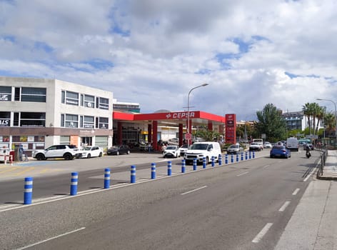 Lloret de mar, Spain - September 30, 2024: Abandoned Cespa gas station.