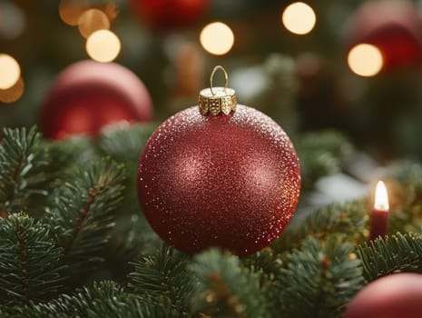 Christmas motifs depicting children, Christmas tree baubles and snow.AI generative.