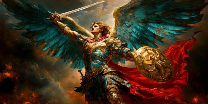 archangel Gabriel in all his pride and glory. AI generative.