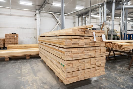 Furniture factory workshop with different wood items.