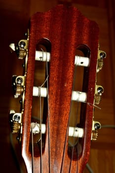 guitar neck with mechanics in a closeup