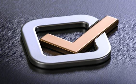 3d illustration of a check mark over black background