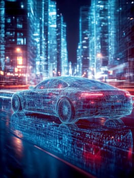 Design of an electric autonomous and modern car. AI generative.