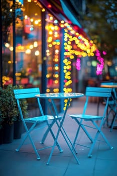 a bar counter with dim but colorful lights. AI generative.