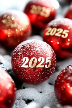 happy, new, year, number " 2025"" ballons, firework. AI generative."