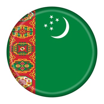A Turkmenistan flag button 3d illustration with clipping path green moon stars