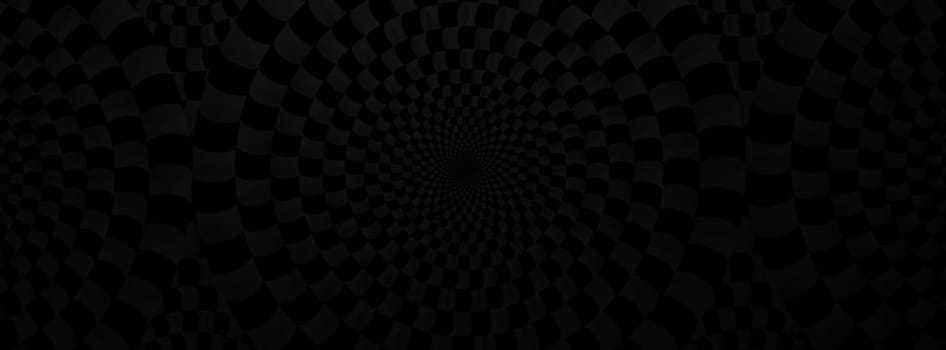 Optical illusion horizontal background. Abstract curves, geometric effect. Black.