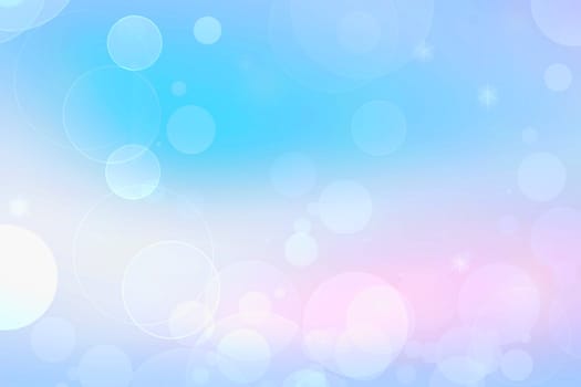 Abstract blurred fresh vivid spring summer light delicate pastel blue turquoise pink bokeh background texture with bright circular soft color lights and stars. Card concept. Beautiful backdrop illustration.