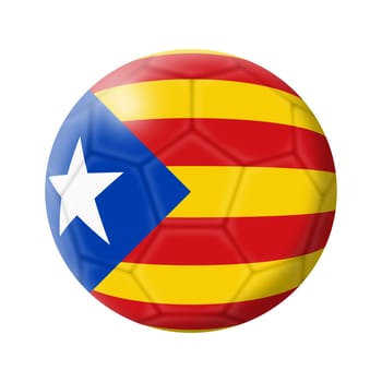 A Catalonia soccer ball football 3d illustration isolated on white with clipping path red yellow blue white star Estelada