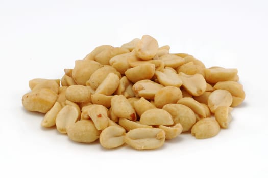 Roasted peanuts group isolated on a white background