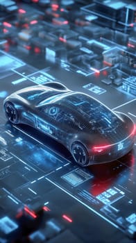 Design of an electric autonomous and modern car. AI generative.