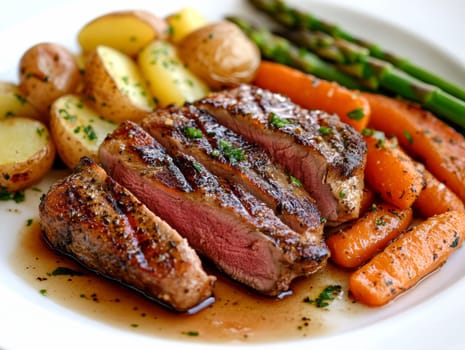 Duck fillet with vegetables. AI generative.