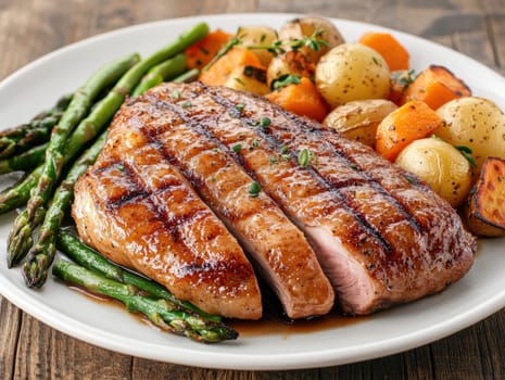 Duck fillet with vegetables. AI generative.