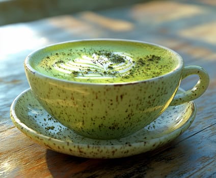 tasty Matcha Latte made from green tea. AI generative.