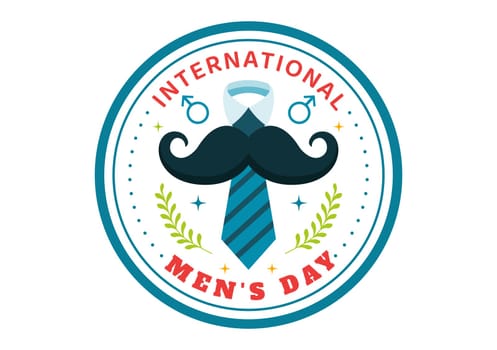 International Men's Day Vector Illustration on November 19 Featuring Men's Accessories like Ties and Mustaches in a Flat Style Cartoon Background