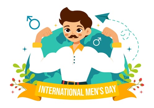 International Men's Day Vector Illustration on November 19 Featuring Men's Accessories like Ties and Mustaches in a Flat Style Cartoon Background