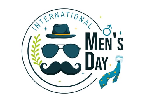 International Men's Day Vector Illustration on November 19 Featuring Men's Accessories like Ties and Mustaches in a Flat Style Cartoon Background