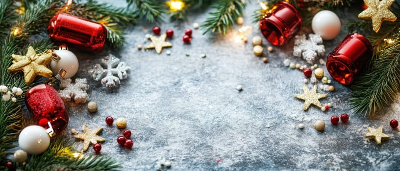 Colorful ornaments and greenery create a cheerful holiday atmosphere perfect for celebrating the festive season this winter.
