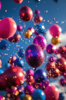 happy, new, year, number " 2025"" ballons, firework. AI generative."