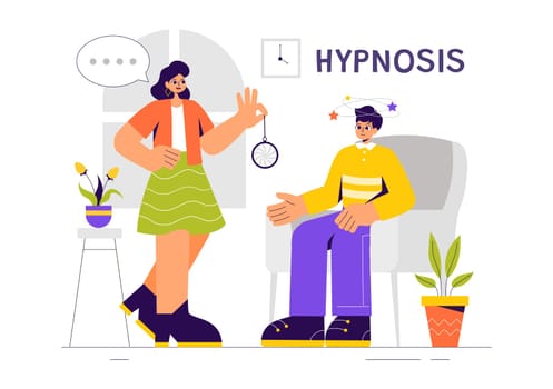 Hypnosis Vector Illustration featuring Black and White Spiral Patterns to Induce an Altered State of Mind for Treatment Services in a Flat Background
