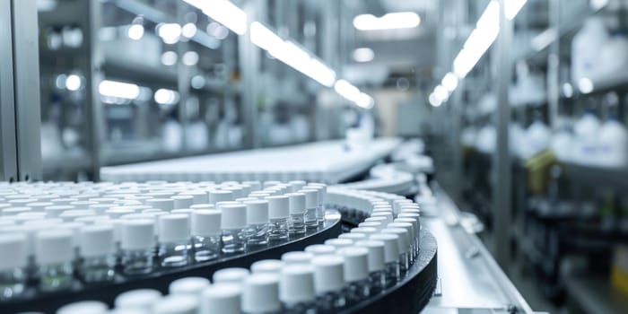 Industrial production of pharmaceuticals. AI generative.