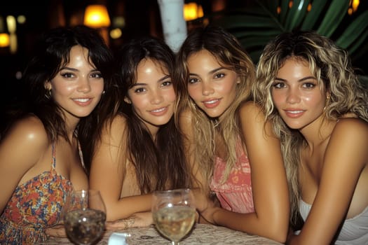 Party women from the 90s , 80s. AI generative.