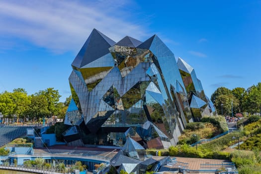 Poitiers, Nouvelle Aquitaine. France: August 19, 2024 : Futuroscope or Parc du Futuroscope is a French theme park based upon multimedia cinematographic futuroscope and audio-visual techniques