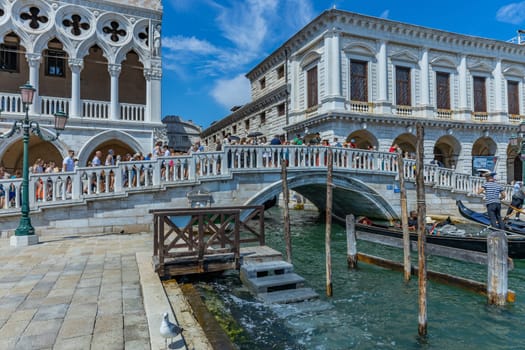 Venice, Italy - July 26, 2024: Palazzo Ducale from the lagoon in Venice, Italy. Formerly the residence of the Doge and now a museum, the palace is one of the main landmarks of the city