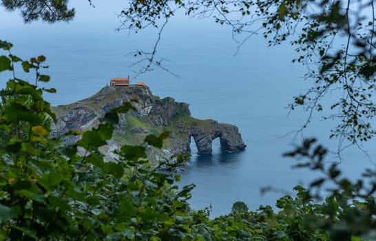 San Juan de Gaztelugatxe is a church dedicated to John the Baptis connected to the mainland by a bridge, Bermeo, Basque Country,Spain.