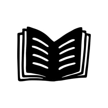 Doodle book icon handdrawn with ink pen. Knowledge and education symbol painted in grunge freehand style. Vector illustration isolated on white background