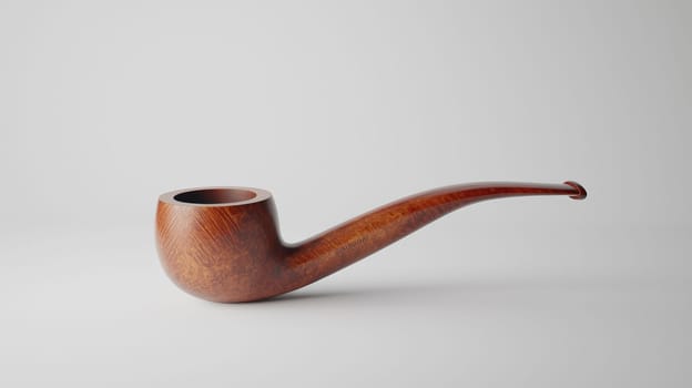 A high-resolution, detailed product photo showcasing a beautifully handcrafted pipe. Set against a clean, minimalist white studio background, the elegant lines and fine texture are accentuated by warm lighting, highlighting the exquisite workmanship. Ideal for a product listing or shop page to captivate customers and boost sales.