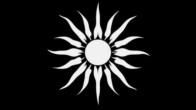 A sleek, minimalist logo of the sun featuring two abstract shapes seamlessly melded together at its center. Rendered in a striking white against a black background, this modern design embodies simplicity and elegance, creating a bold visual impact.