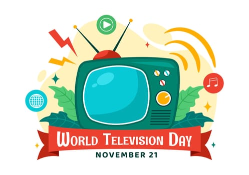 World Television Day Vector Illustration on November 21, Featuring TV and Global Broadcasting Concepts in a Flat Style Cartoon Background