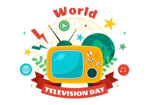 World Television Day Vector Illustration on November 21, Featuring TV and Global Broadcasting Concepts in a Flat Style Cartoon Background