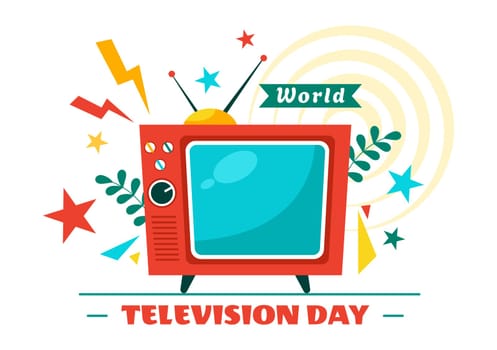 World Television Day Vector Illustration on November 21, Featuring TV and Global Broadcasting Concepts in a Flat Style Cartoon Background