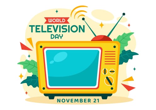 World Television Day Vector Illustration on November 21, Featuring TV and Global Broadcasting Concepts in a Flat Style Cartoon Background