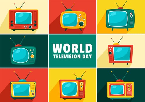 World Television Day Vector Illustration on November 21, Featuring TV and Global Broadcasting Concepts in a Flat Style Cartoon Background