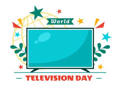 World Television Day Vector Illustration on November 21, Featuring TV and Global Broadcasting Concepts in a Flat Style Cartoon Background