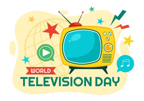 World Television Day Vector Illustration on November 21, Featuring TV and Global Broadcasting Concepts in a Flat Style Cartoon Background