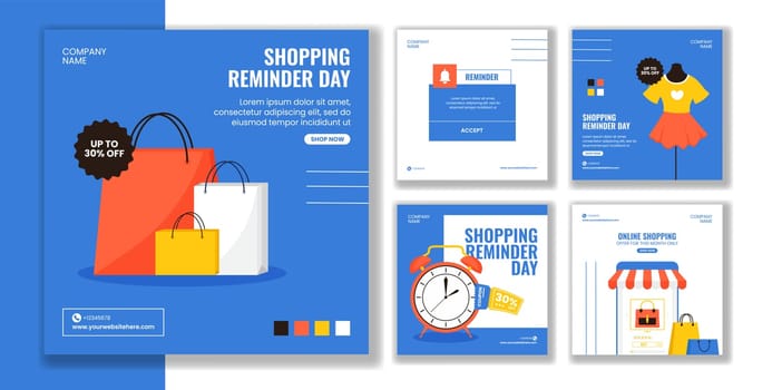 Shopping Reminder Day Social Media Post Flat Cartoon Hand Drawn Templates Background Illustration