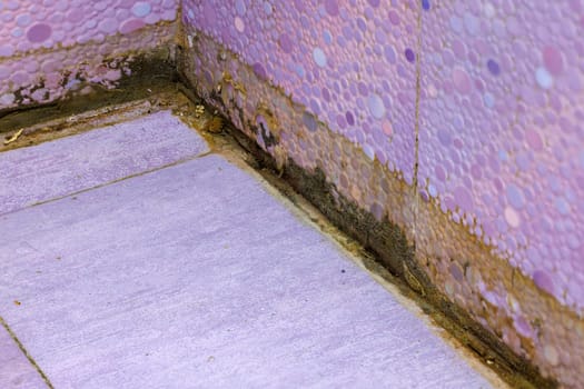 filthy dirty bathroom shower floor corner, closeup