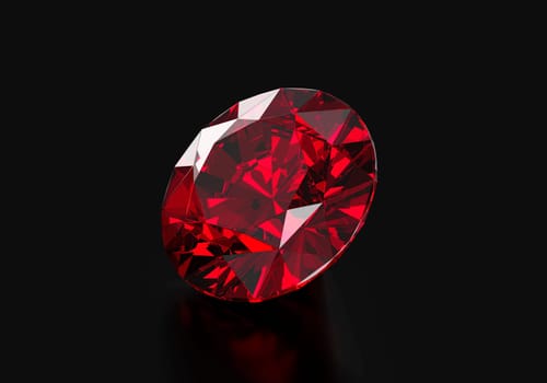 Dazzling diamond red gemstones on black background