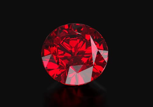 Dazzling diamond red gemstones on black background