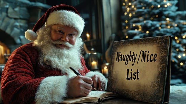 Santa Claus Writing Naughty or Nice List, Christmas Tradition